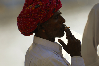 In the magical Hindu pilgrimage town of Pushkar in Rajasthan, India, the photographer met a Rajasthani man smoking a cigarette. Learn more about this cozy, relaxing and atmospheric Indian town in this archive story.